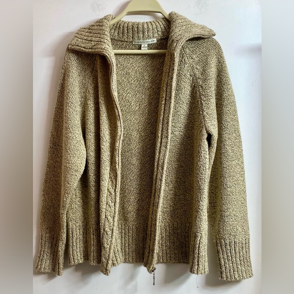 Carolyn Taylor Women's XL Beige Cardigan Full Zip Up Sweater Long Sleeve - Picture 3 of 8